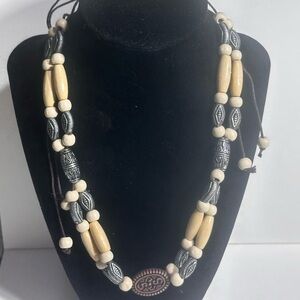Ethnic Style Beaded Necklace Adjustable Ties Tribal Boho Festival Earthy